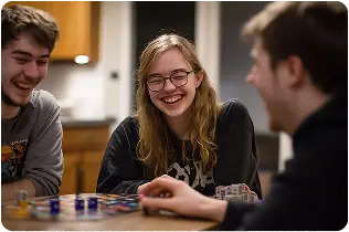 Young adults practicing conversation and social skills during an ABA session in Rolesville, NC